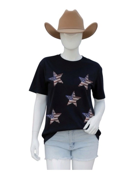 poodit Tops - POODIT Patriotic star black loose fit tee S M L XL 2XL 3XL